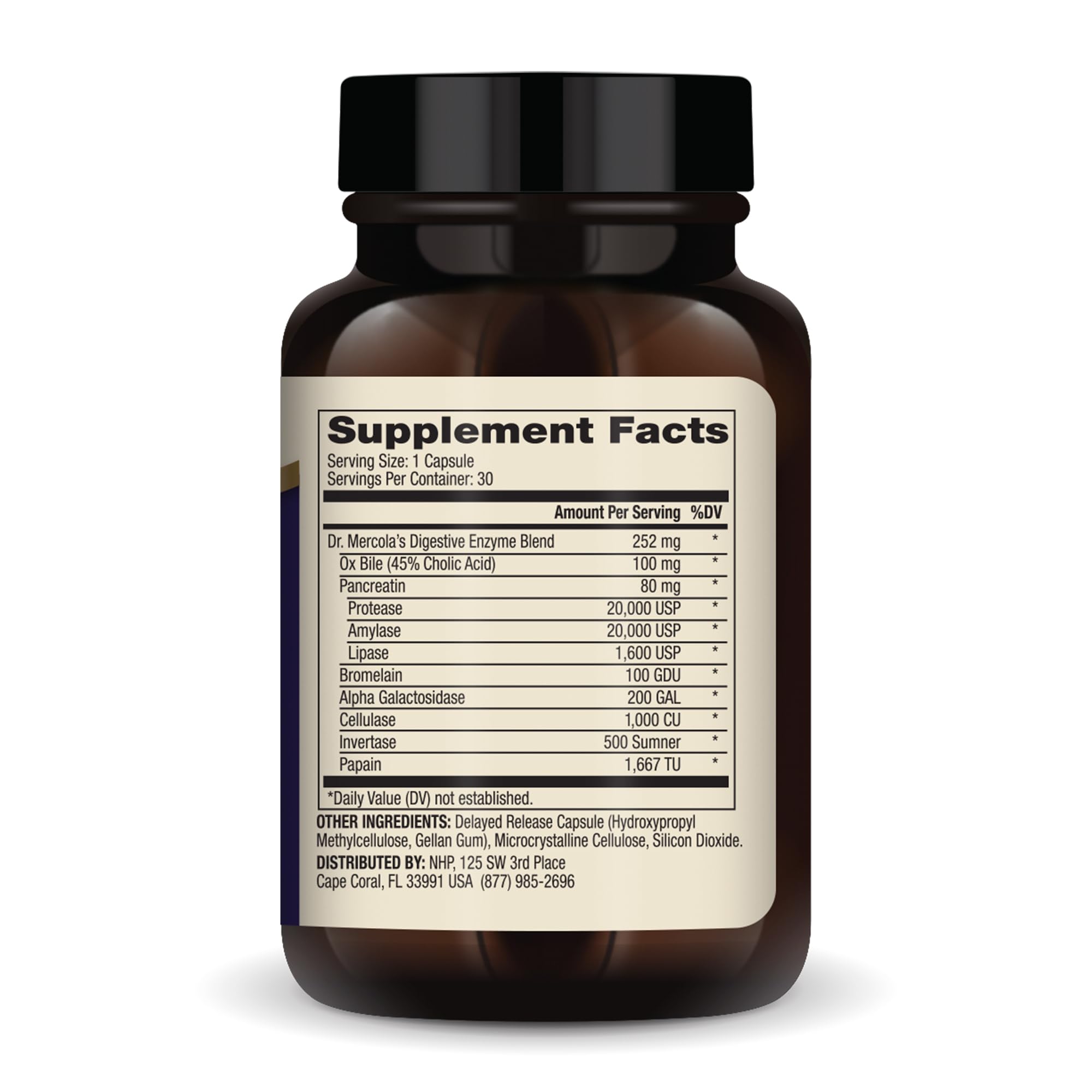 Dr Mercola Digestive Enzymes bottle side view