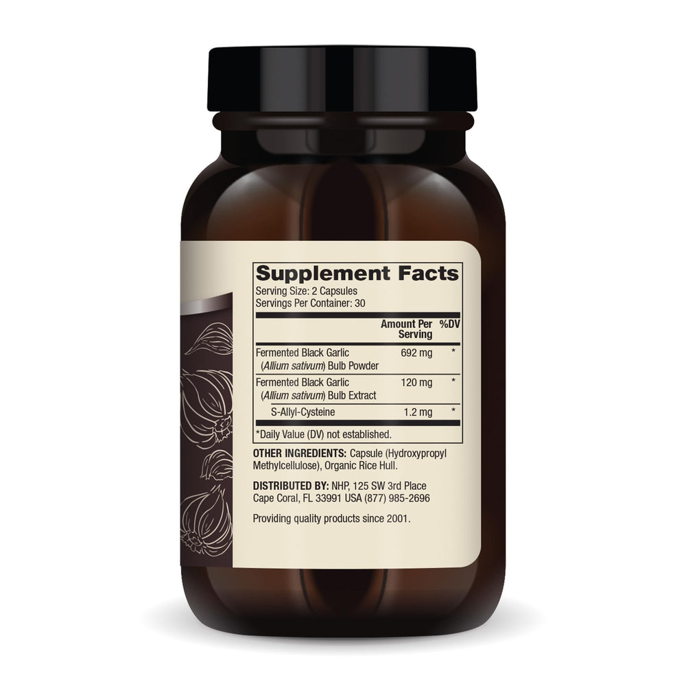 Fermented Black Garlic bulb and extract illustration