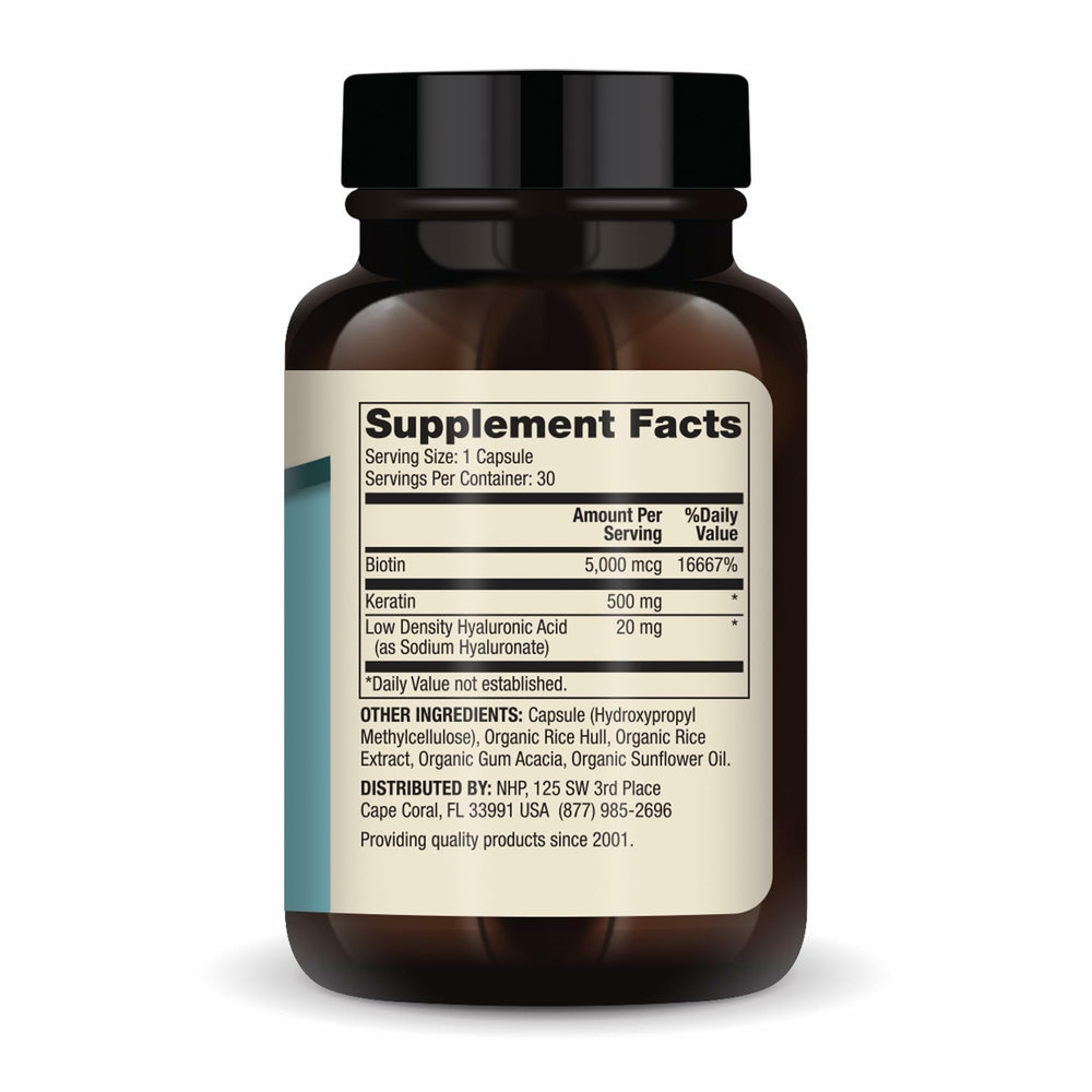 Close-up of Dr. Mercola Hair, Skin and Nails bottle