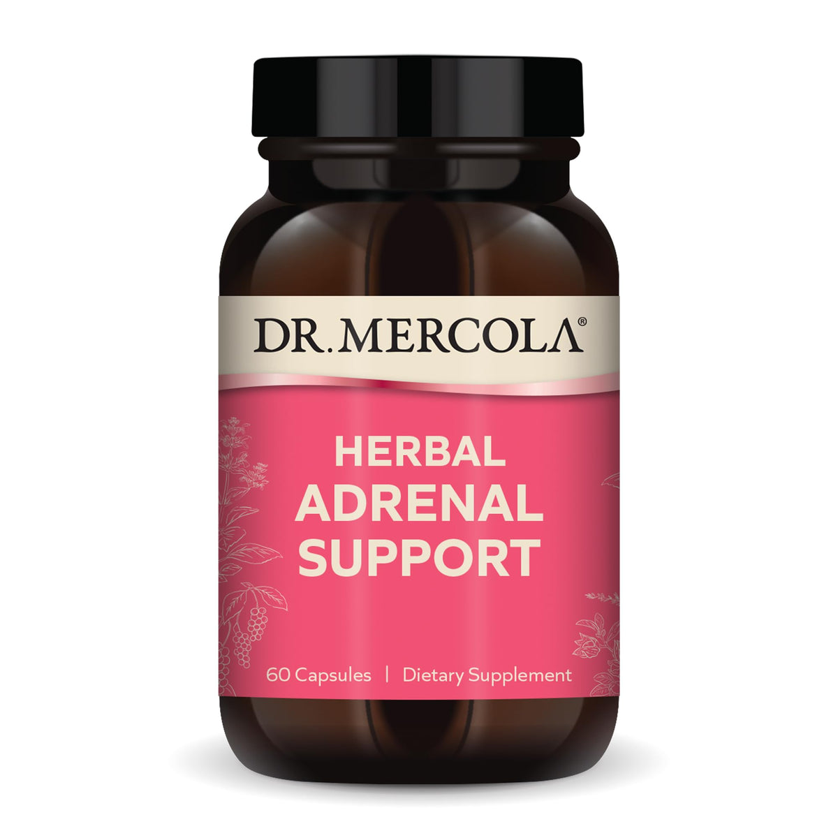 Dr. Mercola Herbal Adrenal Support bottle with label