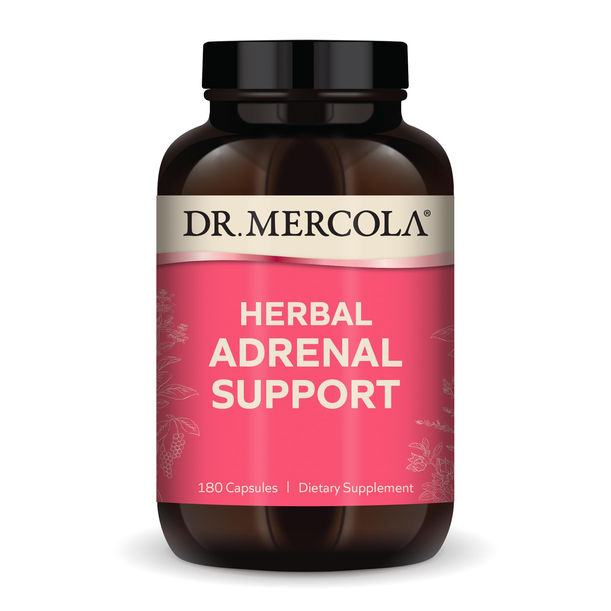 Dr. Mercola Herbal Adrenal Support bottle with outer packaging
