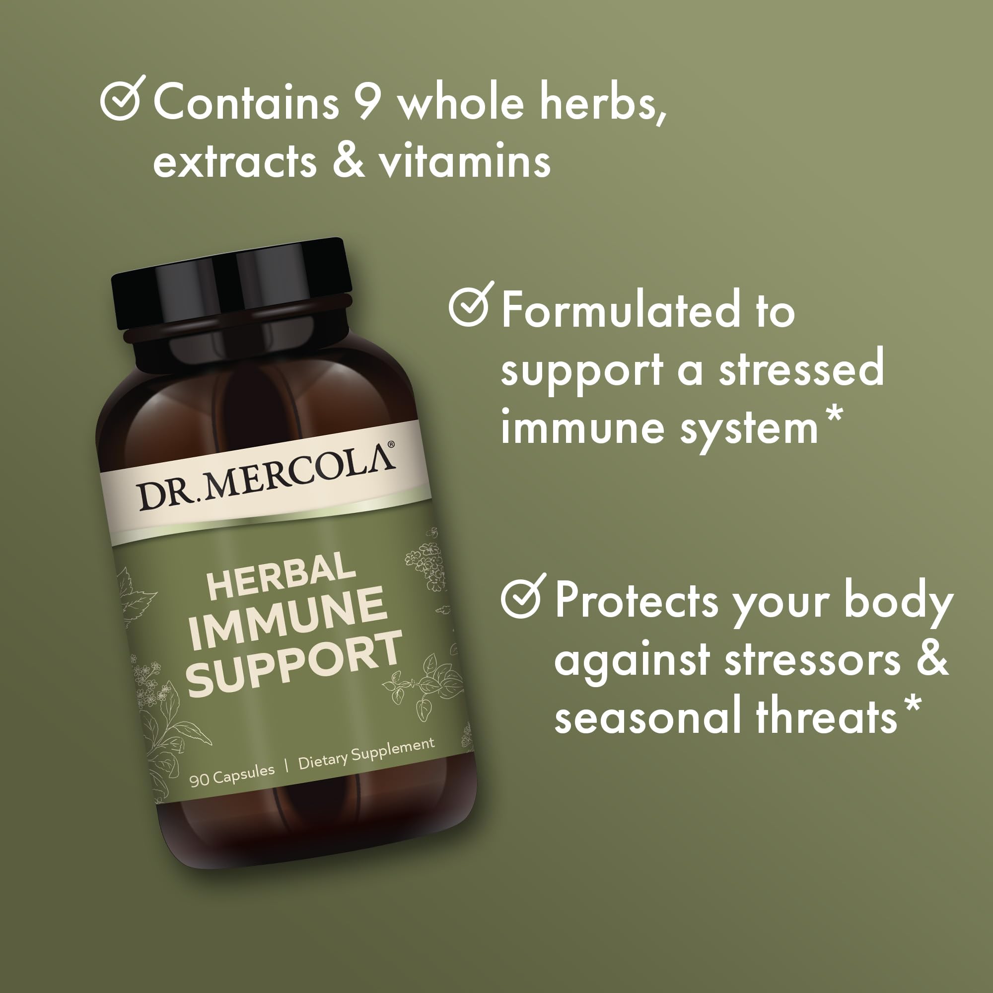 Organic Acerola Vitamin C (60 mg) in Dr. Mercola Herbal Immune Support for antioxidant potential.