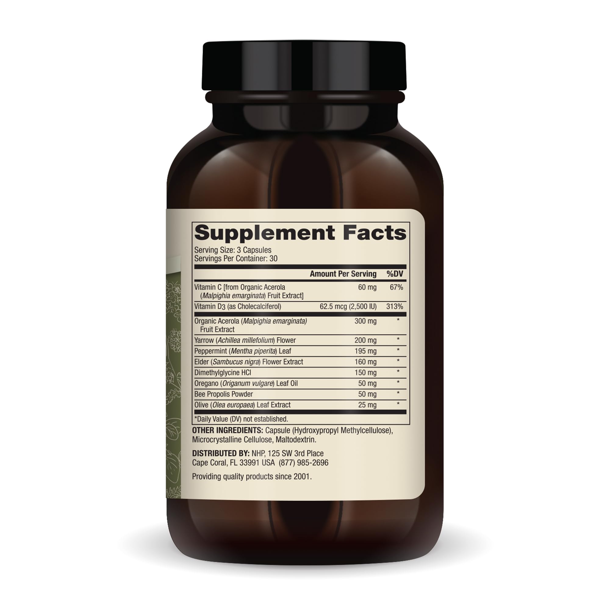 Dr. Mercola Herbal Immune Support capsules, vegetarian and allergen-free for sensitive users.