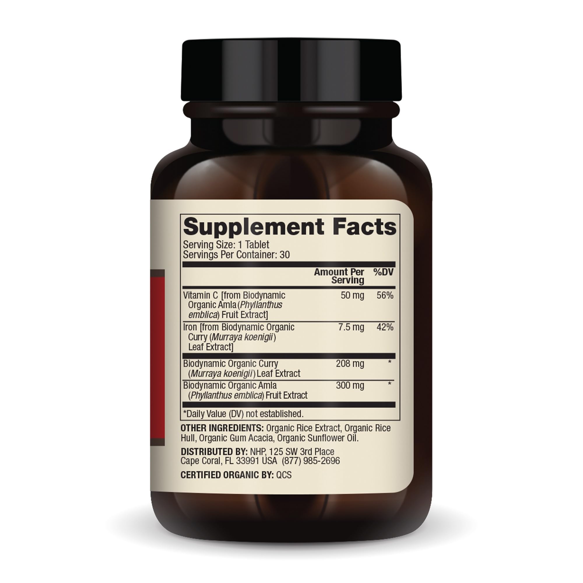 Dr. Mercola Iron from Organic Curry bottle with label visible