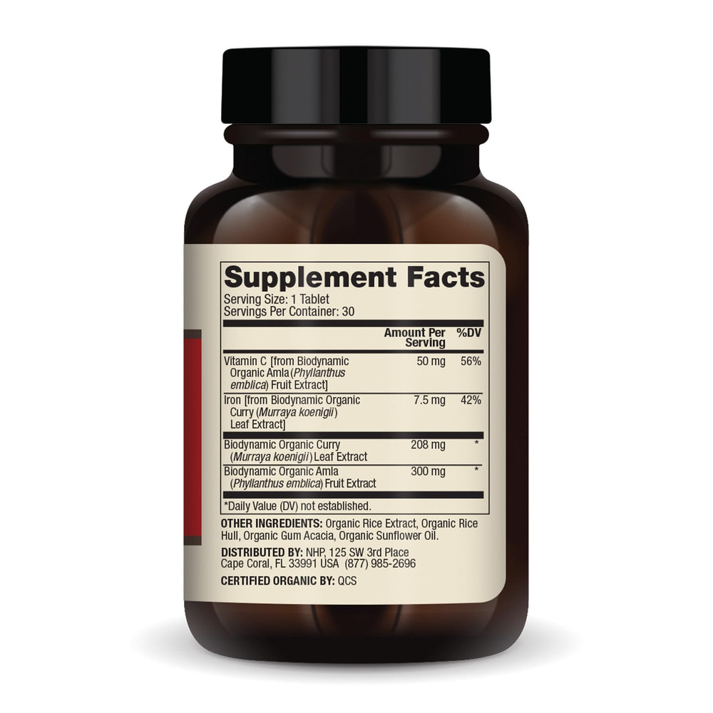 Dr. Mercola Iron from Organic Curry bottle with label visible