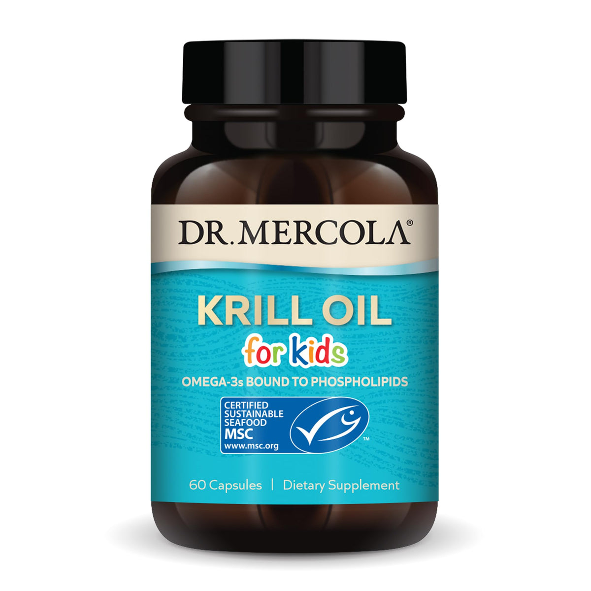 Dr. Mercola Krill Oil for Kids bottle with 60 capsules