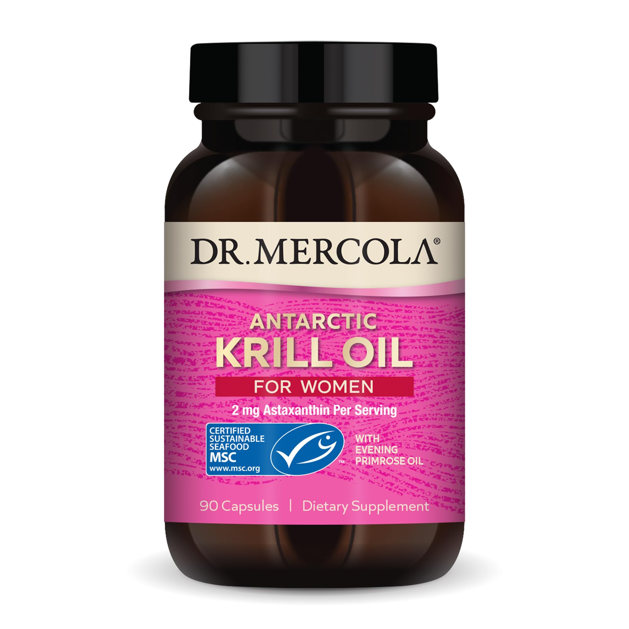 Dr. Mercola Krill Oil for Women bottle front for daily wellness