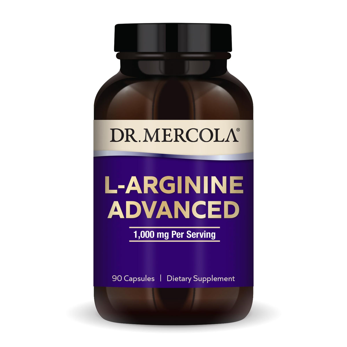 Front bottle packaging for Dr. Mercola L-Arginine Advanced