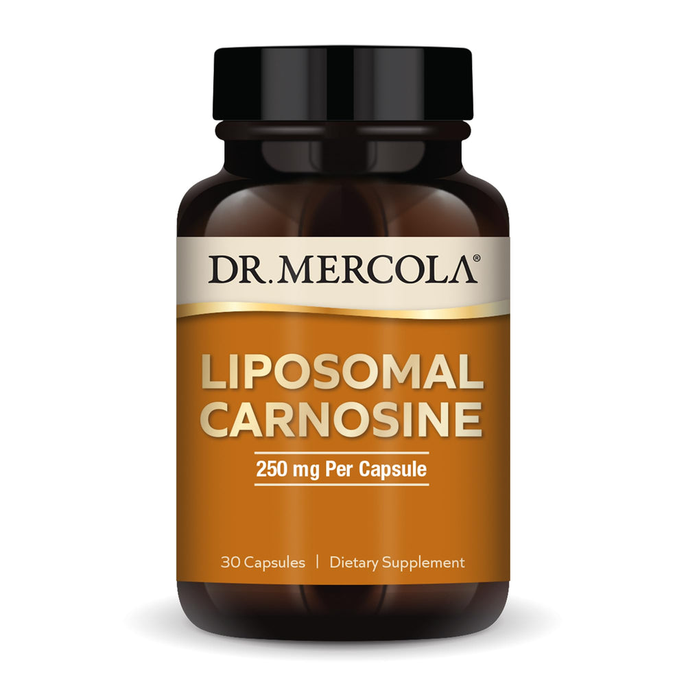 Dr. Mercola Liposomal Carnosine bottle with 250 mg capsules