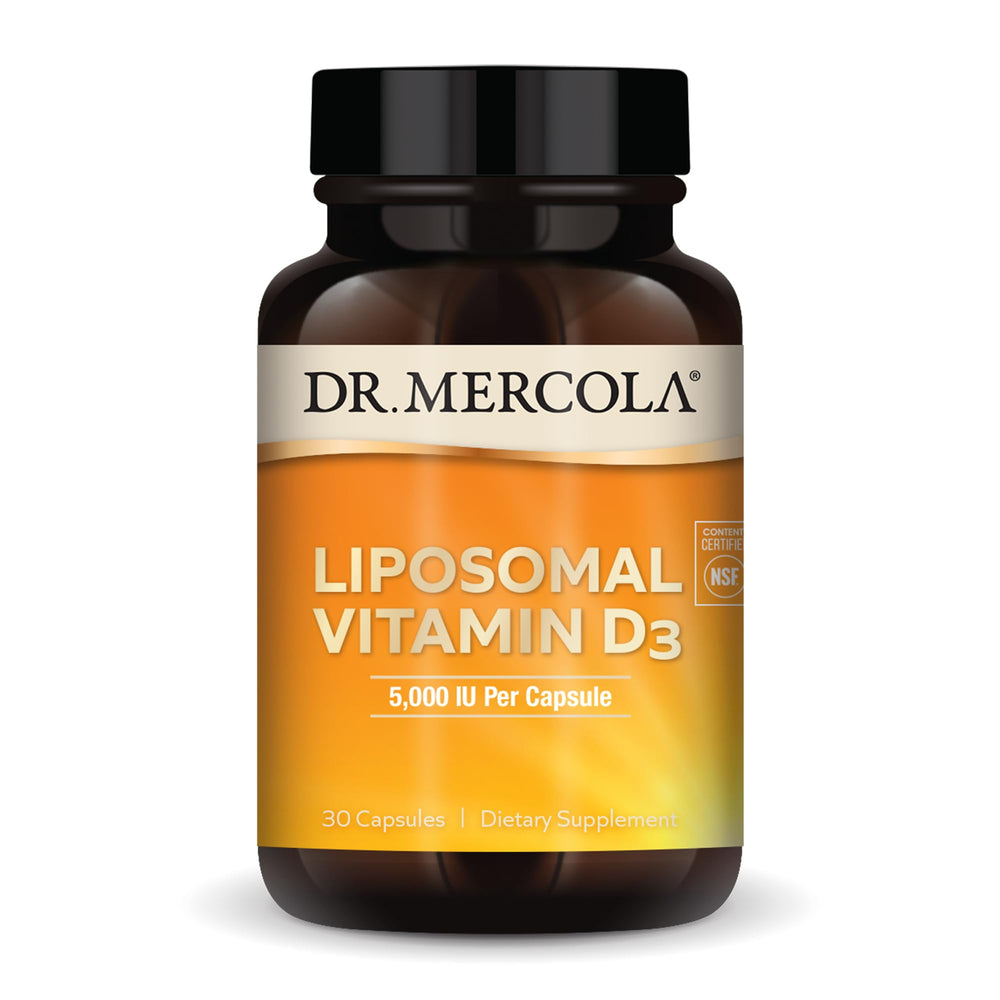 Front view of Dr. Mercola Liposomal Vitamin D3 bottle