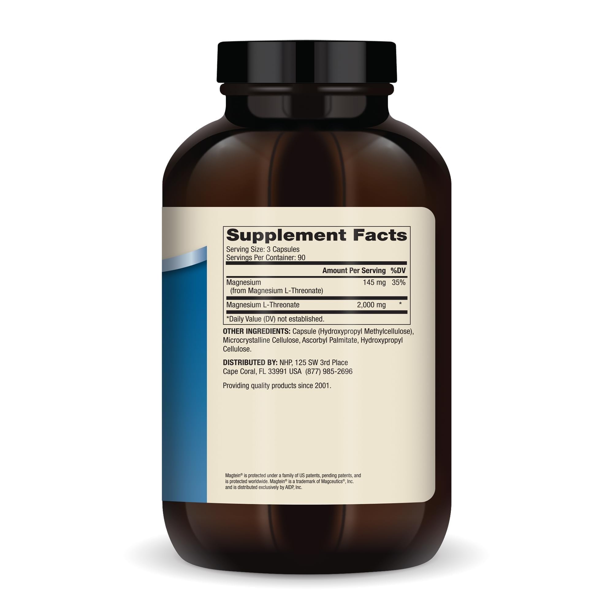 Close-up of Magnesium Advanced label highlighting Magtein Magnesium L-Threonate