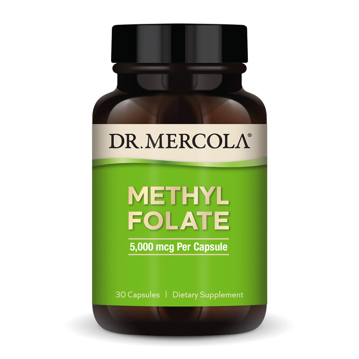 Dr. Mercola Methyl Folate 5 mg capsules bottle label