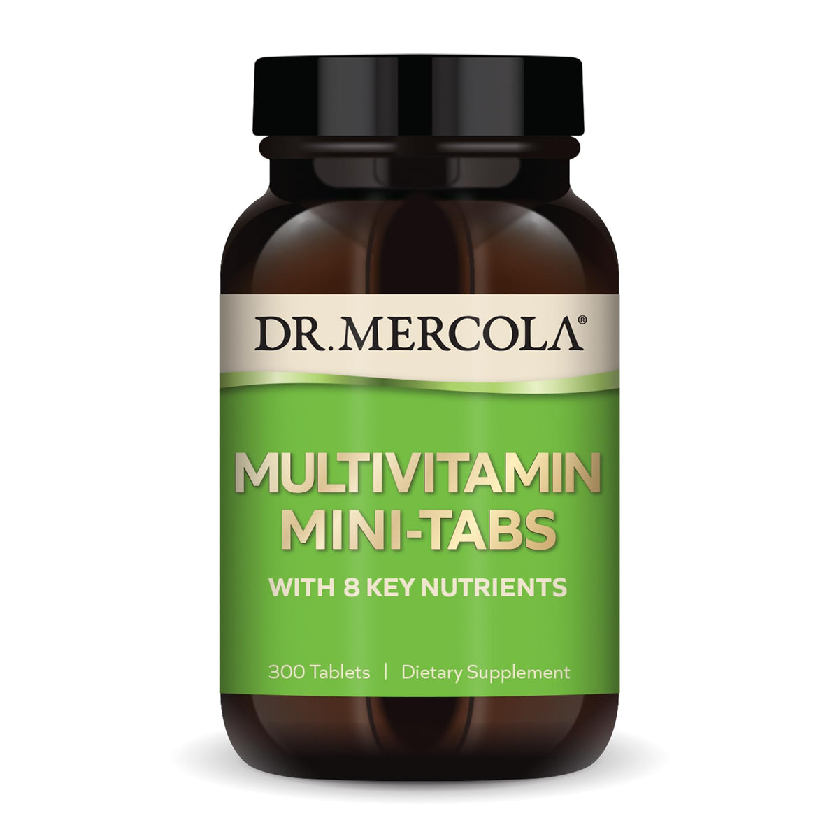 Dr. Mercola Multivitamin Mini-Tabs bottle label – 30 Servings (300 Tablets)