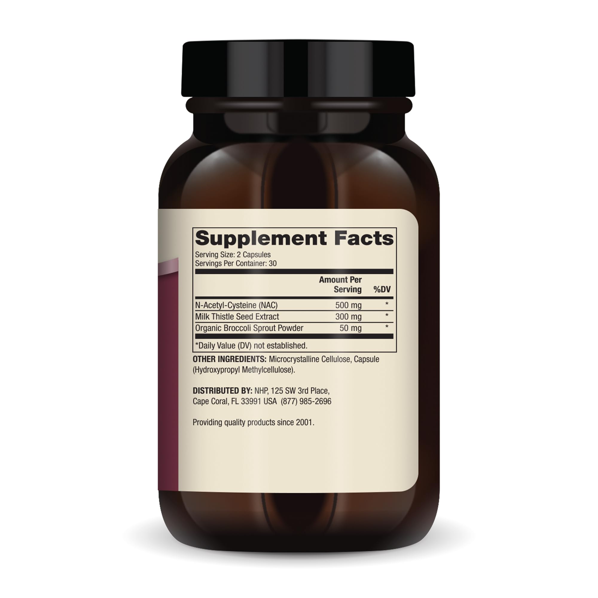 N-Acetyl-Cysteine (NAC) supplement with Milk Thistle on a white background