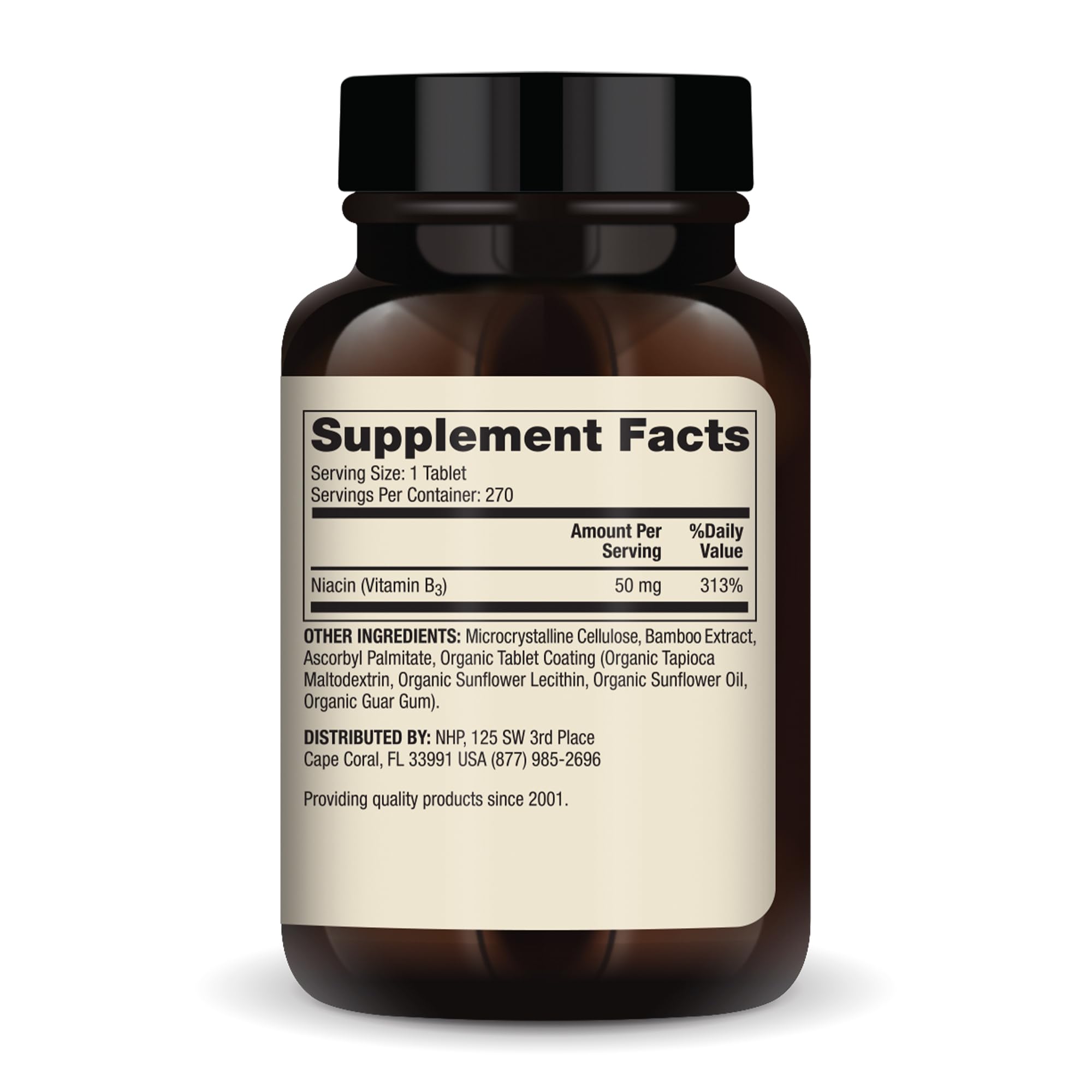 Close-up of Dr. Mercola Niacin Vitamin B3 label