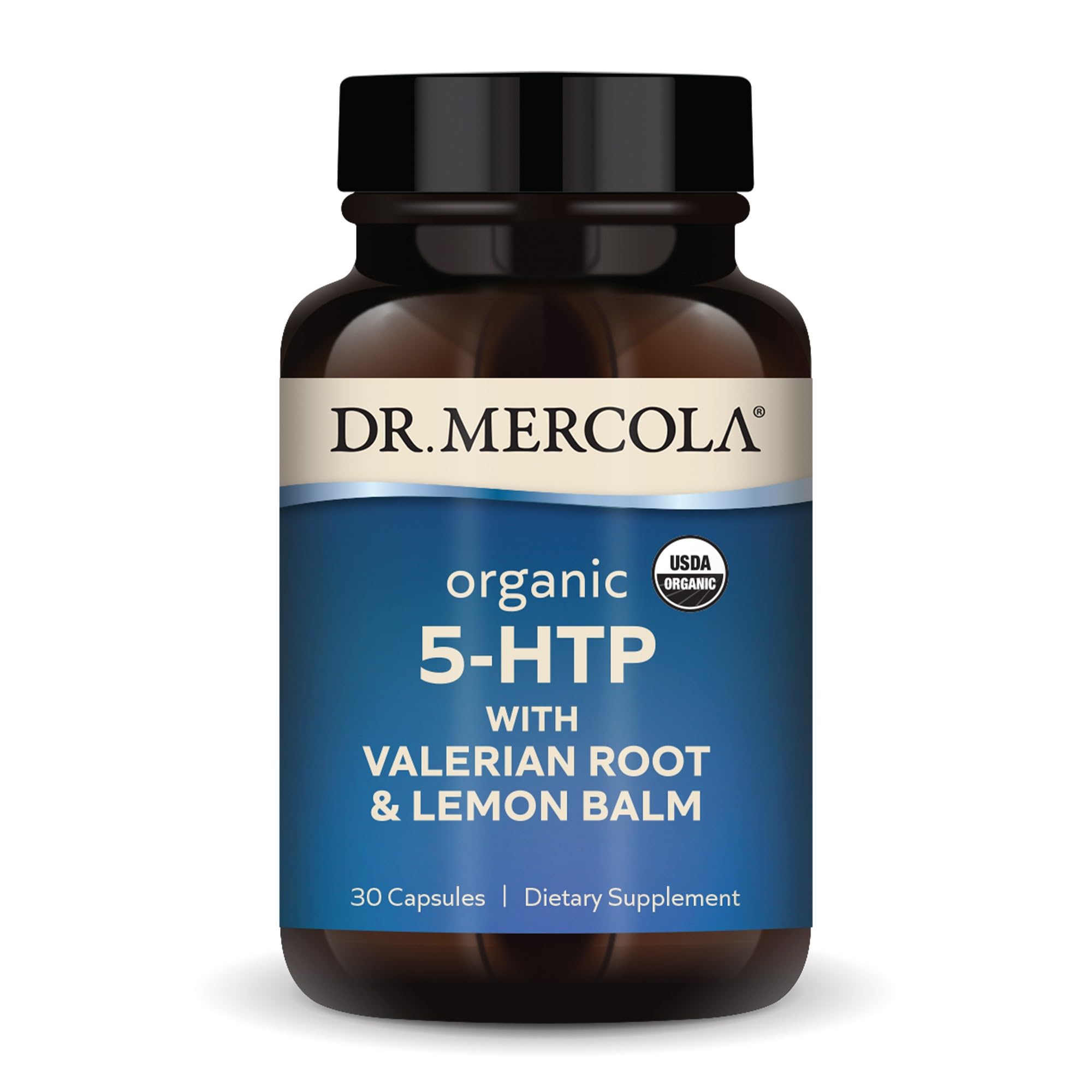 Dr. Mercola Organic 5-HTP with Valerian & Lemon Balm bottle
