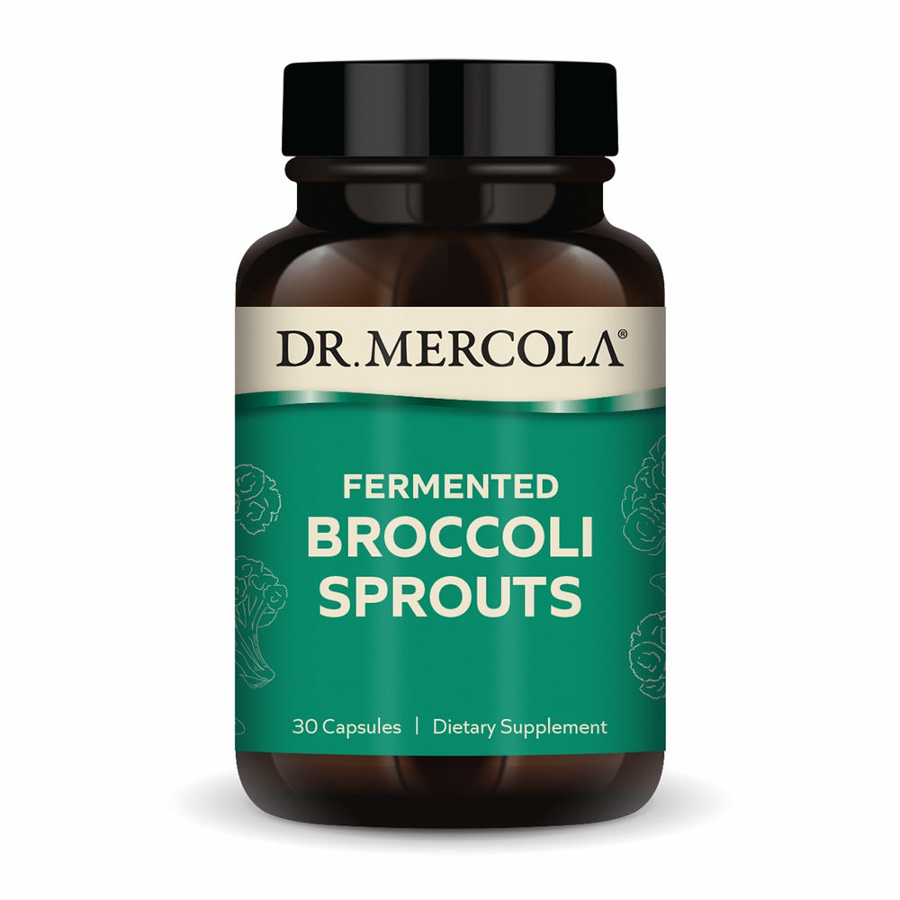 Dr. Mercola Organic Fermented Broccoli Sprouts bottle with capsules