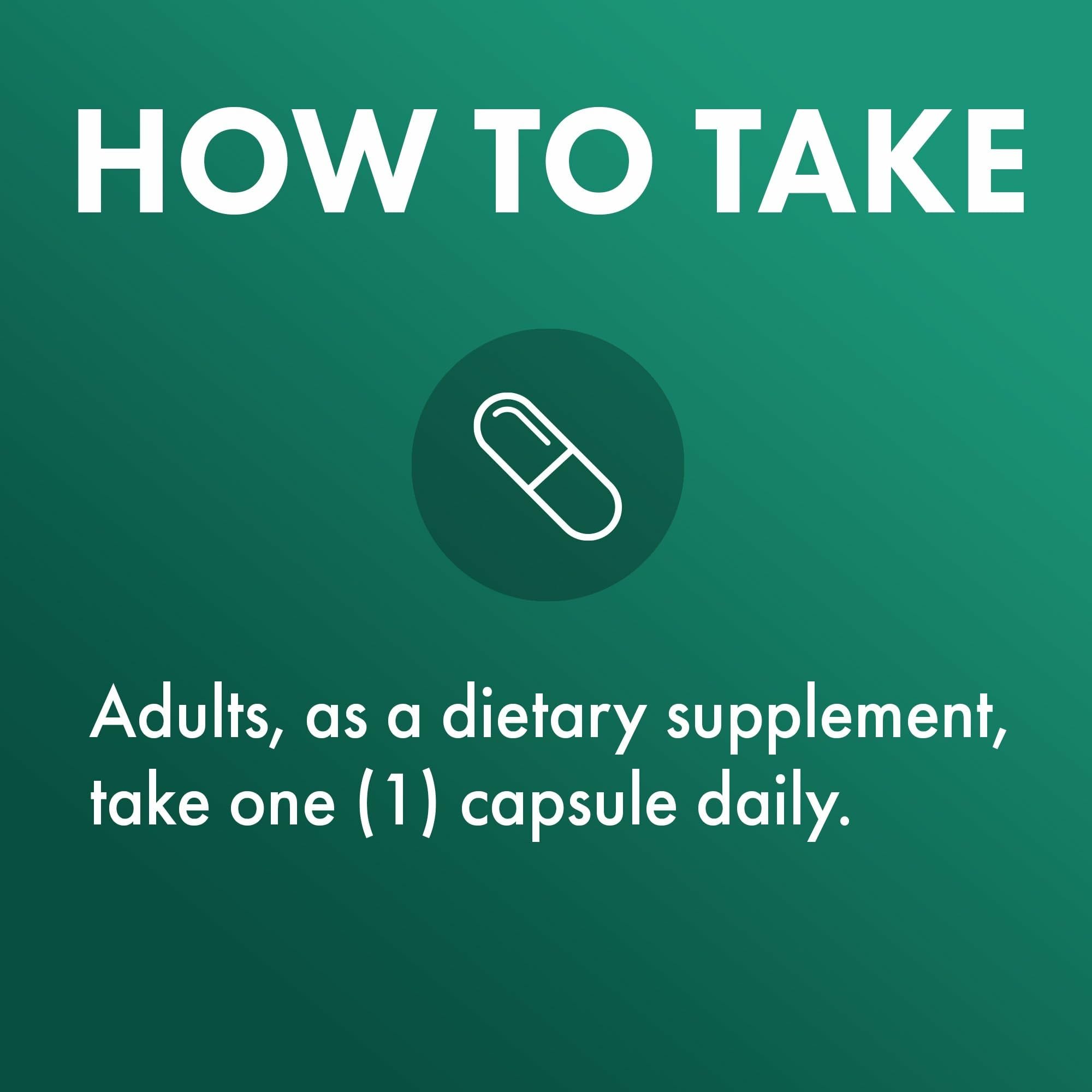 Back of bottle showing serving size and 30 capsules