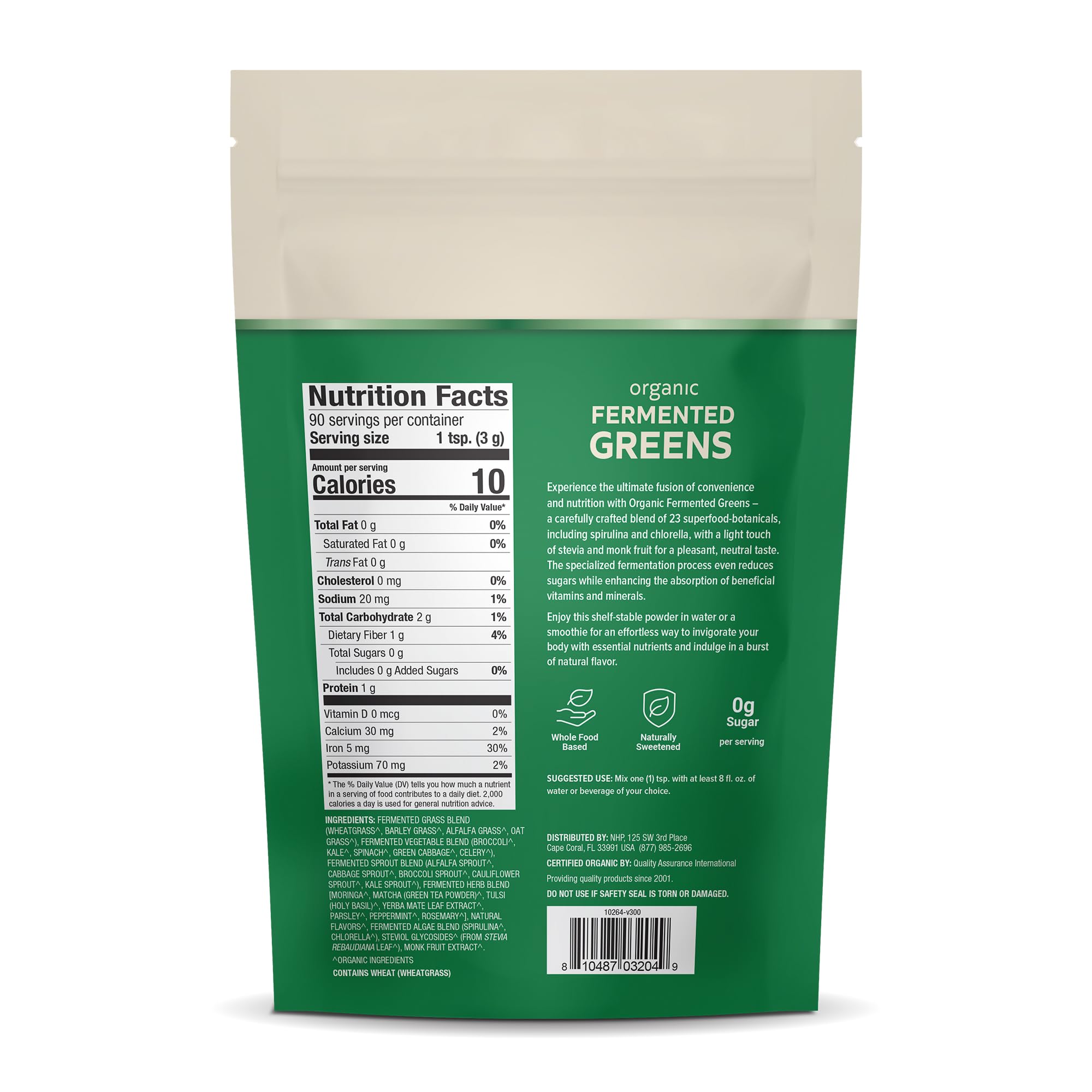 Serving scoop with Dr. Mercola Organic Fermented Greens powder