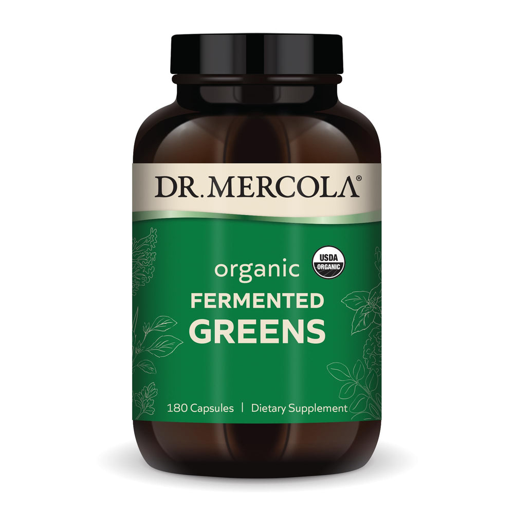 Dr Mercola Organic Fermented Greens bottle label