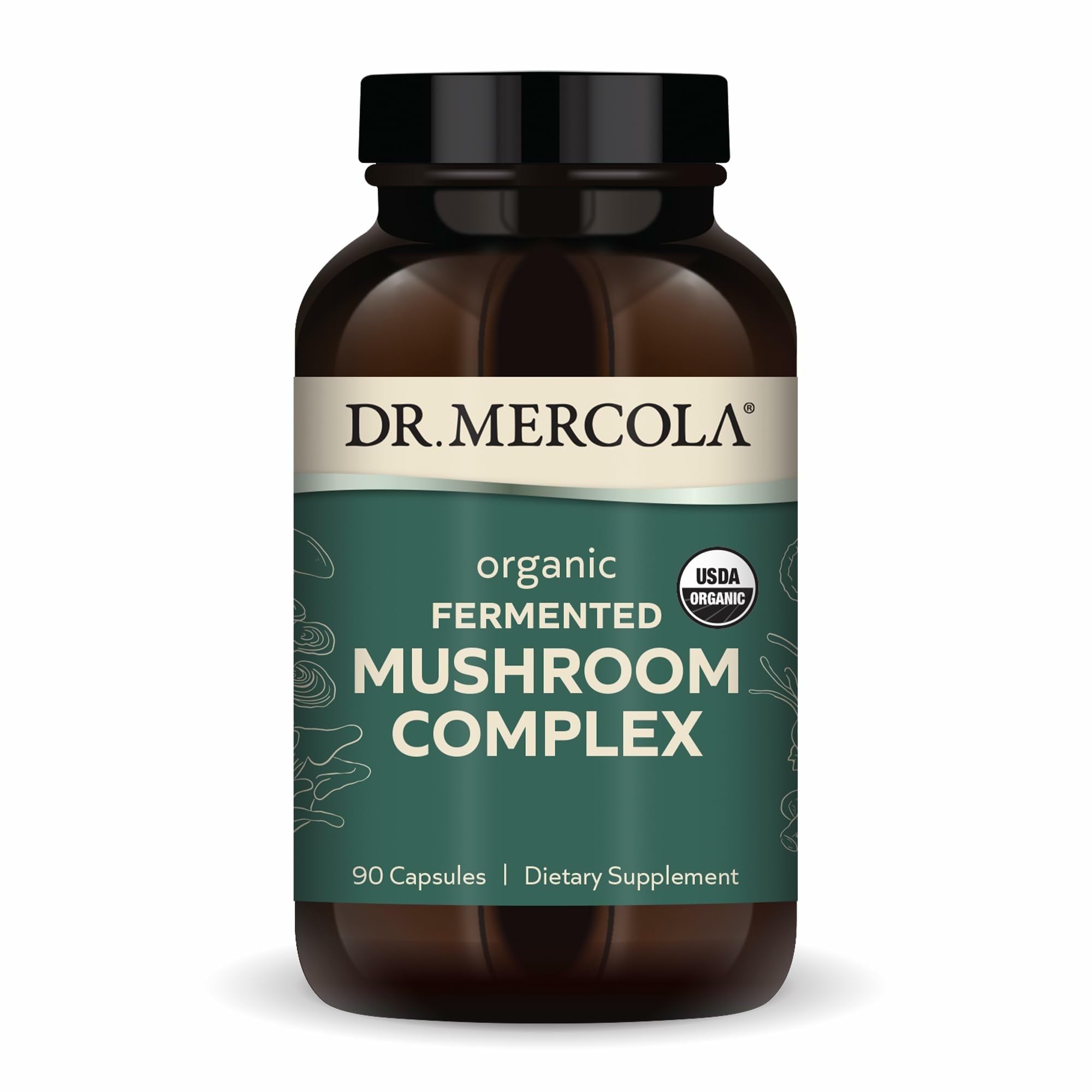 Dr. Mercola Organic Fermented Mushroom Complex bottle – hero image