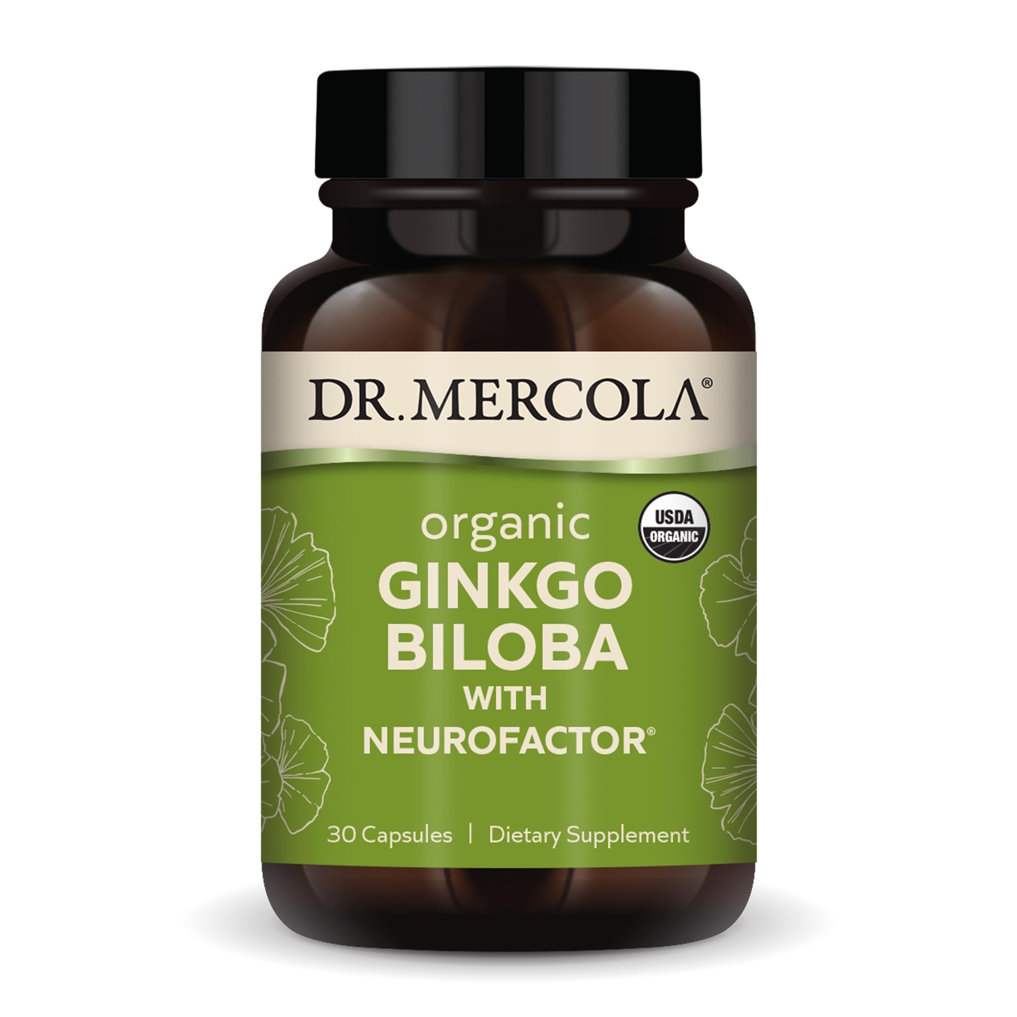 Bottle of Dr. Mercola Organic Ginkgo Biloba with NeuroFactor