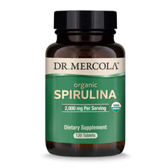Dr Mercola Organic Spirulina 2000 mg bottle and label