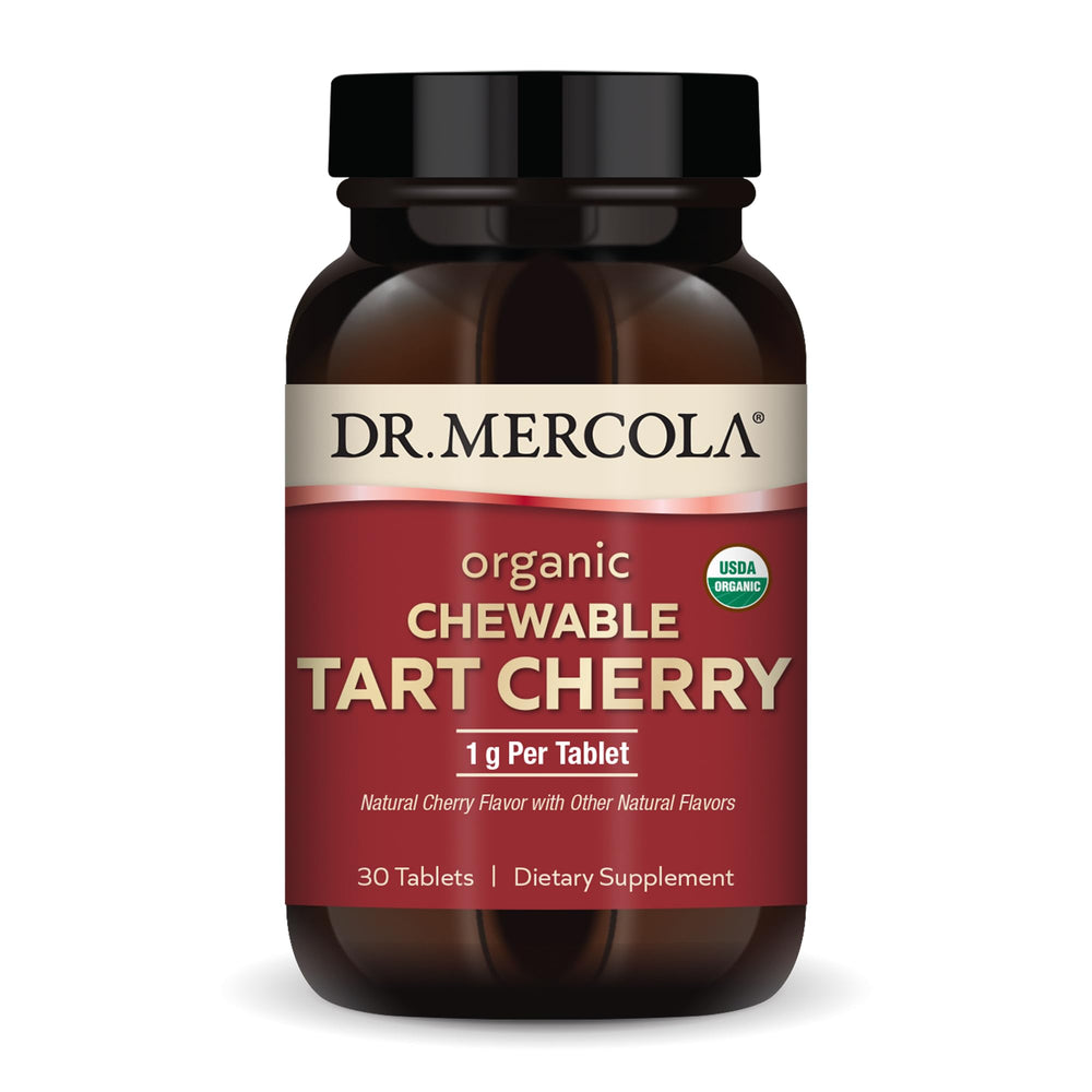 Dr. Mercola Organic Tart Cherry Chewables bottle label