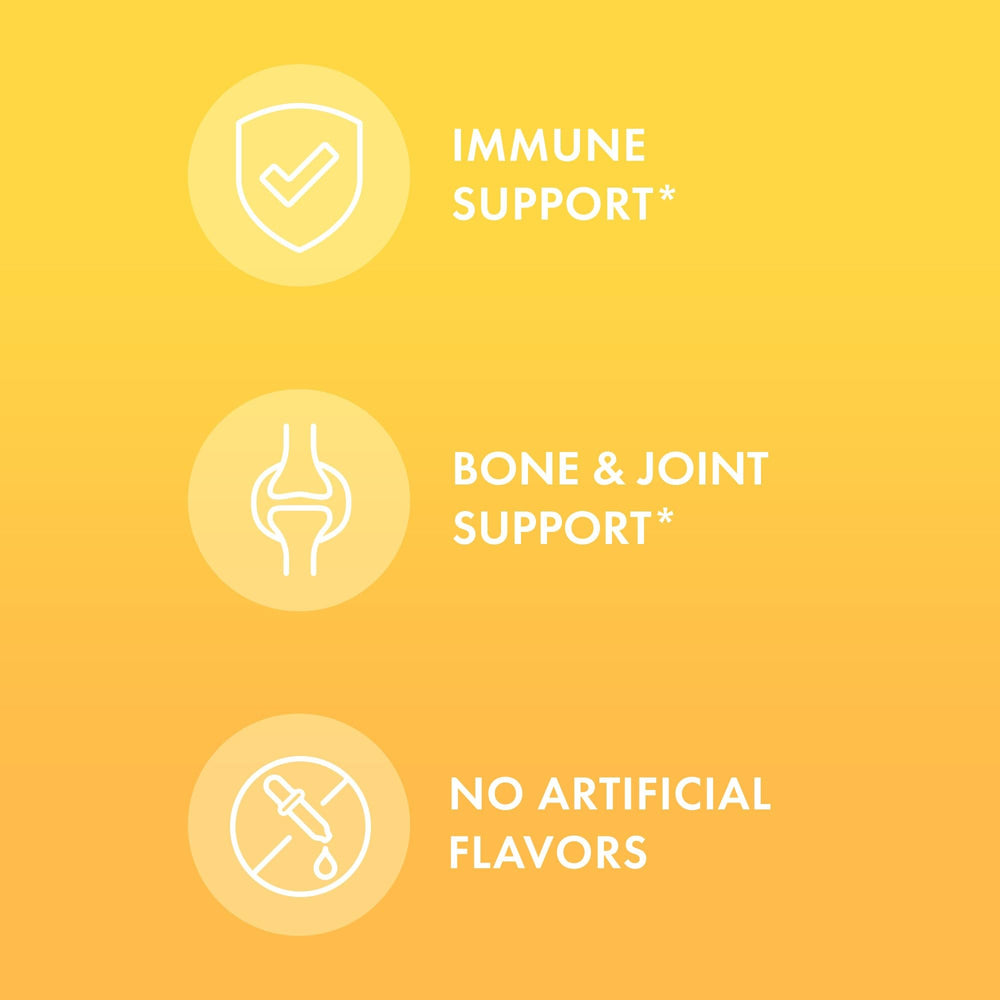 Front and back nutrition/ingredients labels of Vitamin D3 Gummies