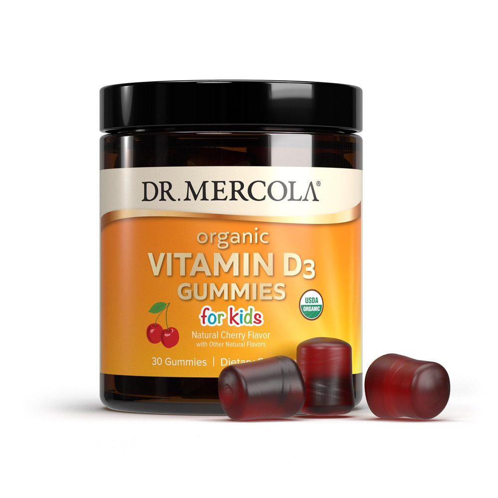 Bottle of Dr Mercola Vitamin D3 Gummies for Kids 30 servings