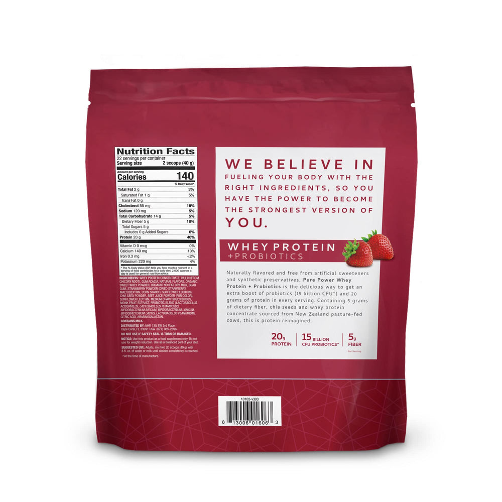 Dr. Mercola Pure Power Whey probiotics jar emphasizes gut health with six strains