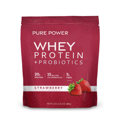Dr. Mercola Pure Power Whey Vanilla bottle highlights protein and probiotic blend for recovery