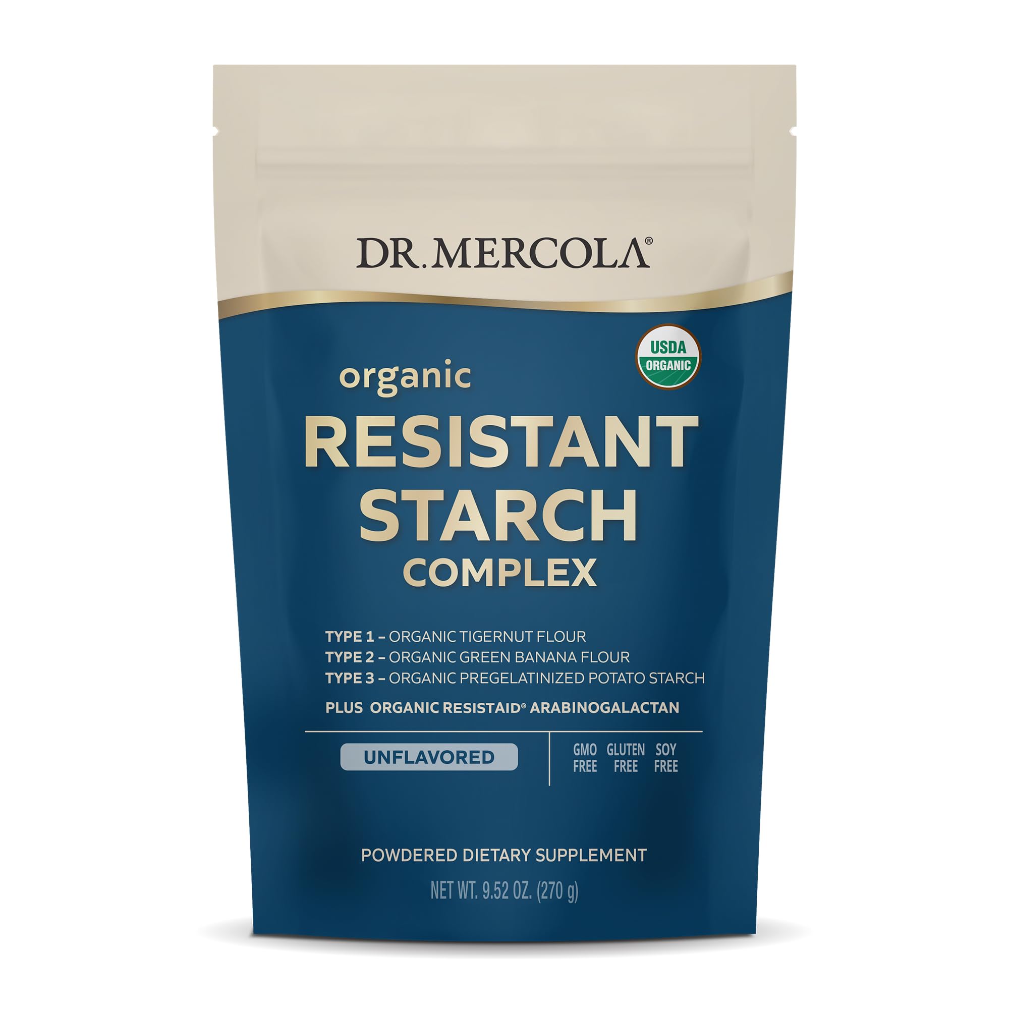 Dr. Mercola Organic Resistant Starch Complex bottle and label