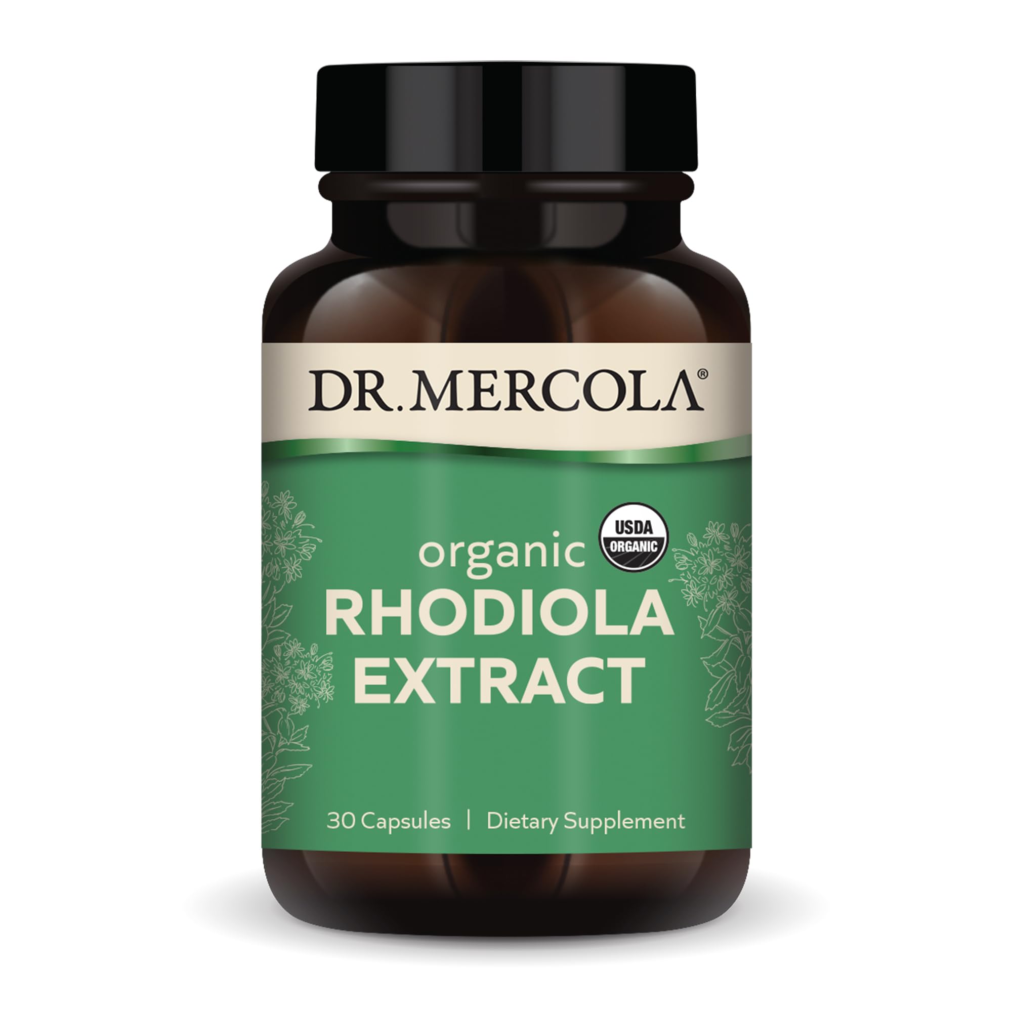 Dr. Mercola Rhodiola Extract bottle with capsules