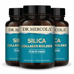 Bottle of Dr. Mercola Silica Collagen Builder 180 capsules with label