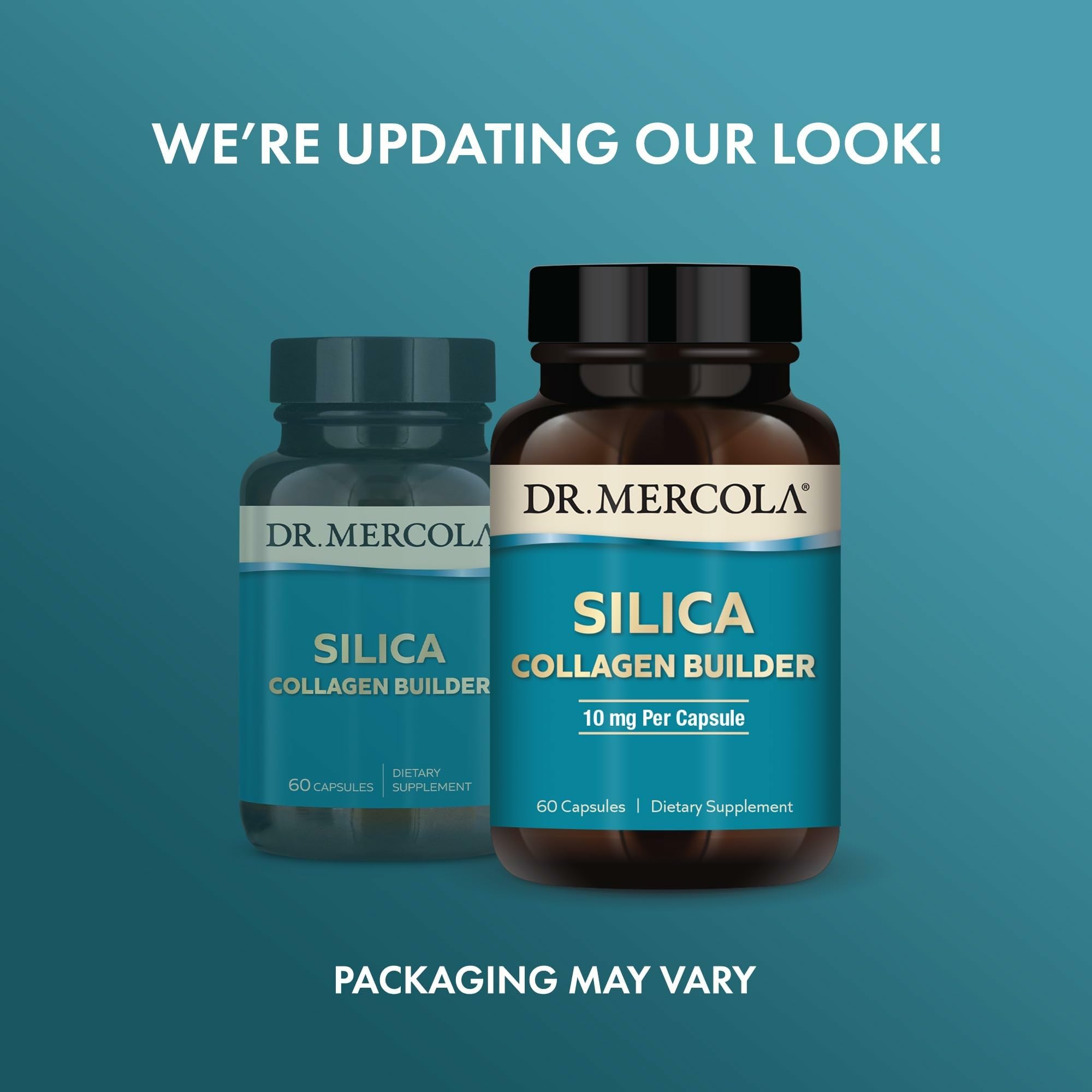 180-capsule bottle with Dr Mercola Silica Collagen Builder label