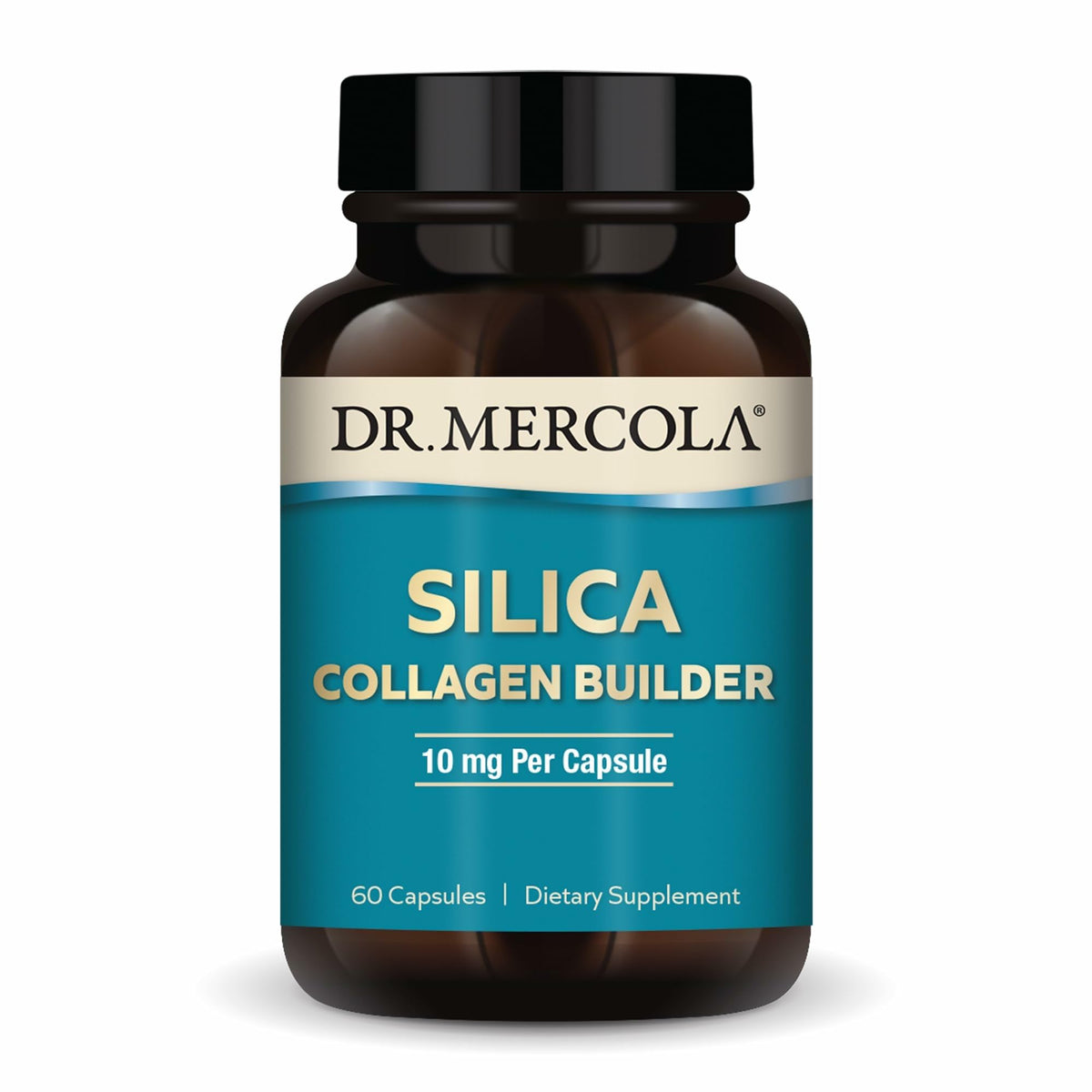 Bottle of Dr. Mercola Silica Collagen Builder with 60 capsules