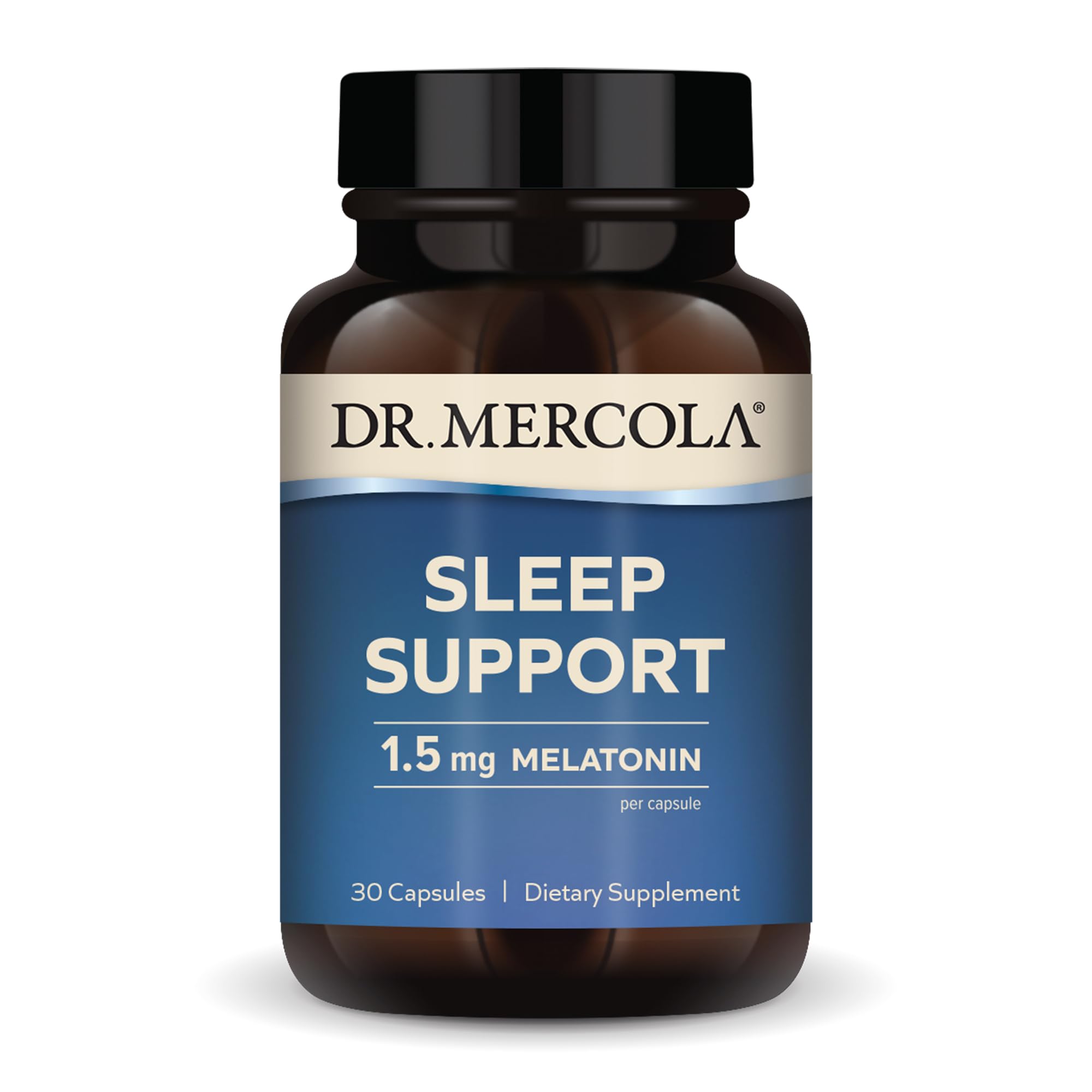 Dr. Mercola Sleep Support with Melatonin bottle and label
