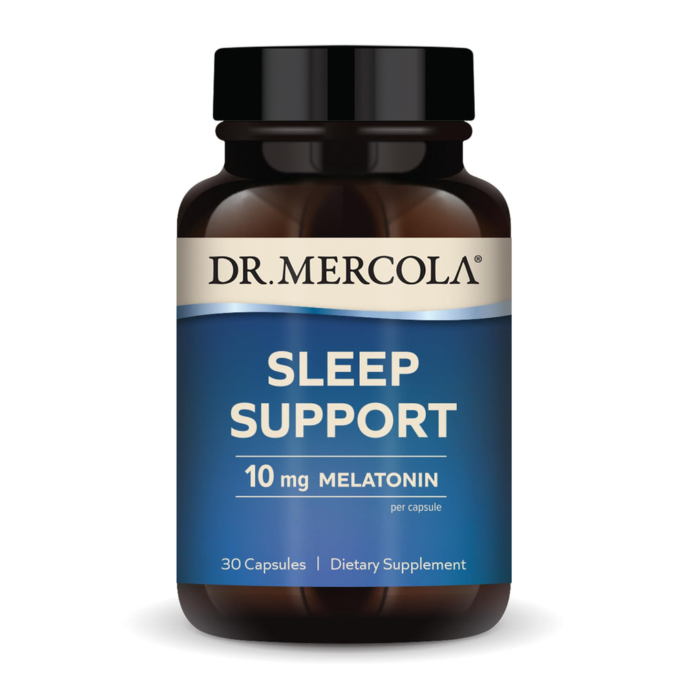 Dr. Mercola Sleep Support with Melatonin bottle - 30 capsules, 10 mg melatonin per serving