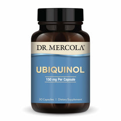 Dr. Mercola Ubiquinol 150 mg bottle on white background