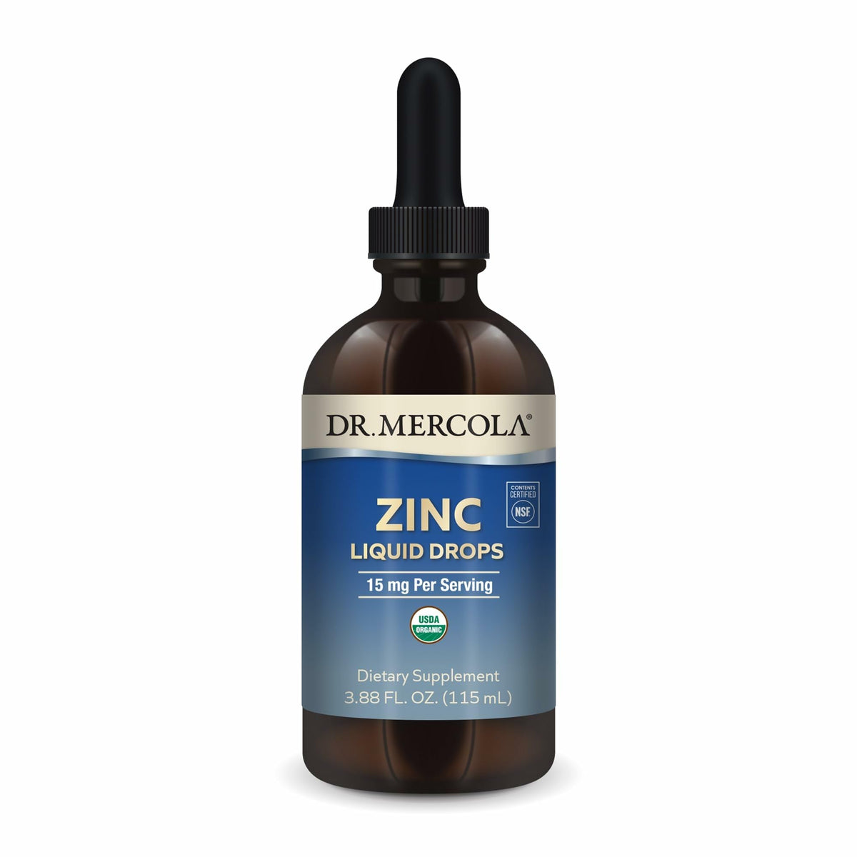 Dr. Mercola Zinc Liquid Drops bottle with label
