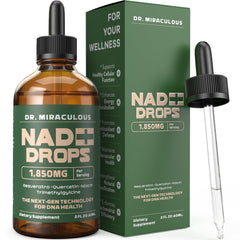 Dr. Miraculous NAD+ liquid drops bottle with lemon flavor, 1850mg