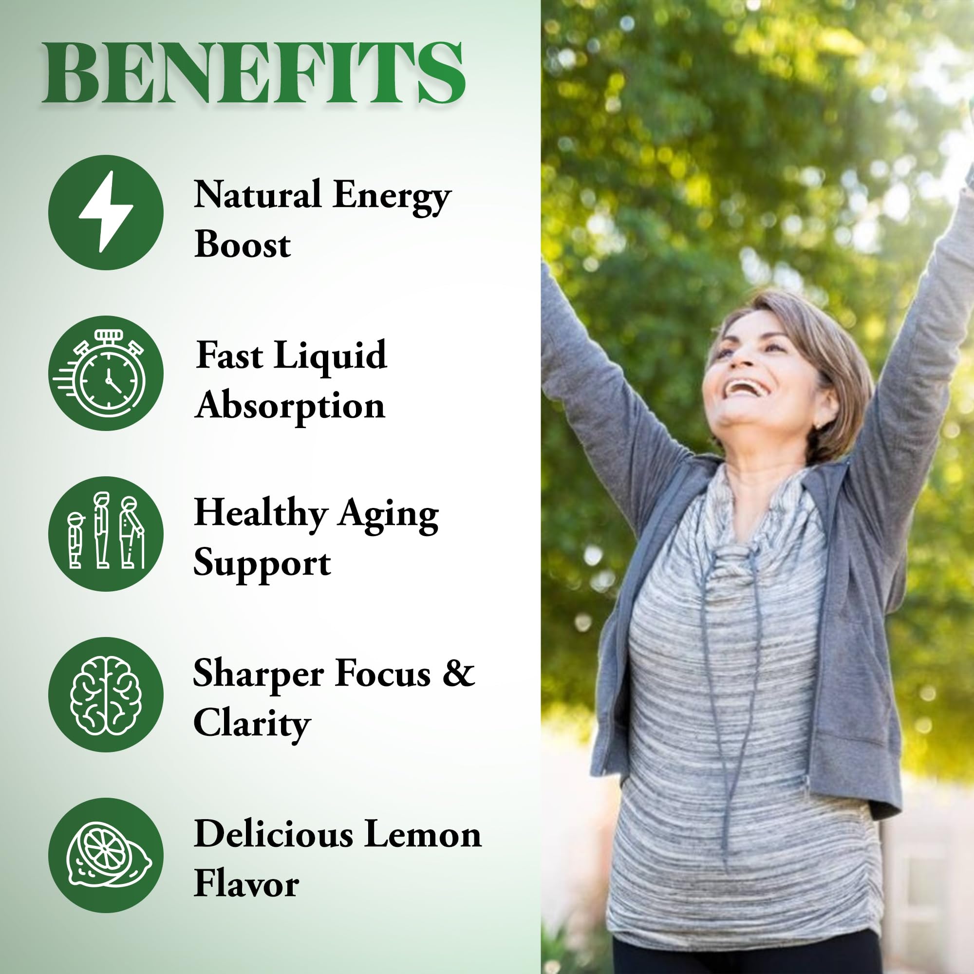 Front and side view of NAD+ liquid drops bottle with lemon flavor