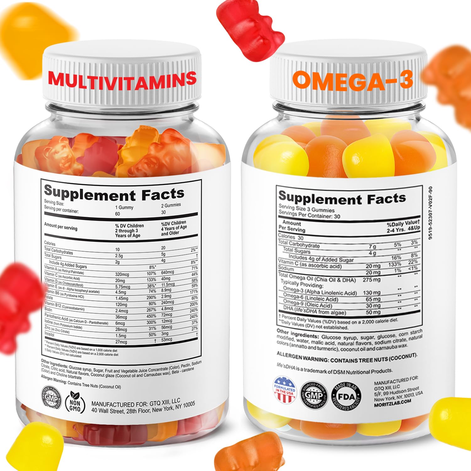 Close up of Omega 3 Gummies 90 count label