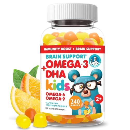 DR. MORITZ vegan omega-3 gummies for kids bottle and gummies