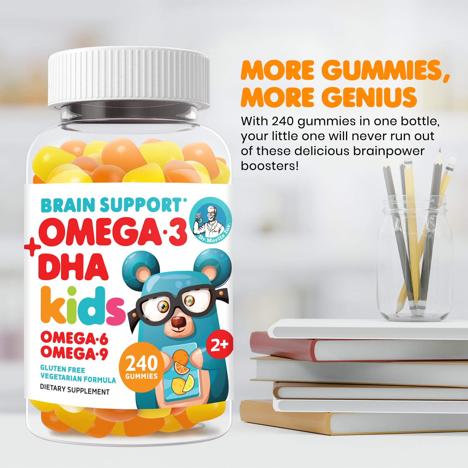 Ingredients and nutrition facts for DR. MORITZ vegan omega-3 gummies
