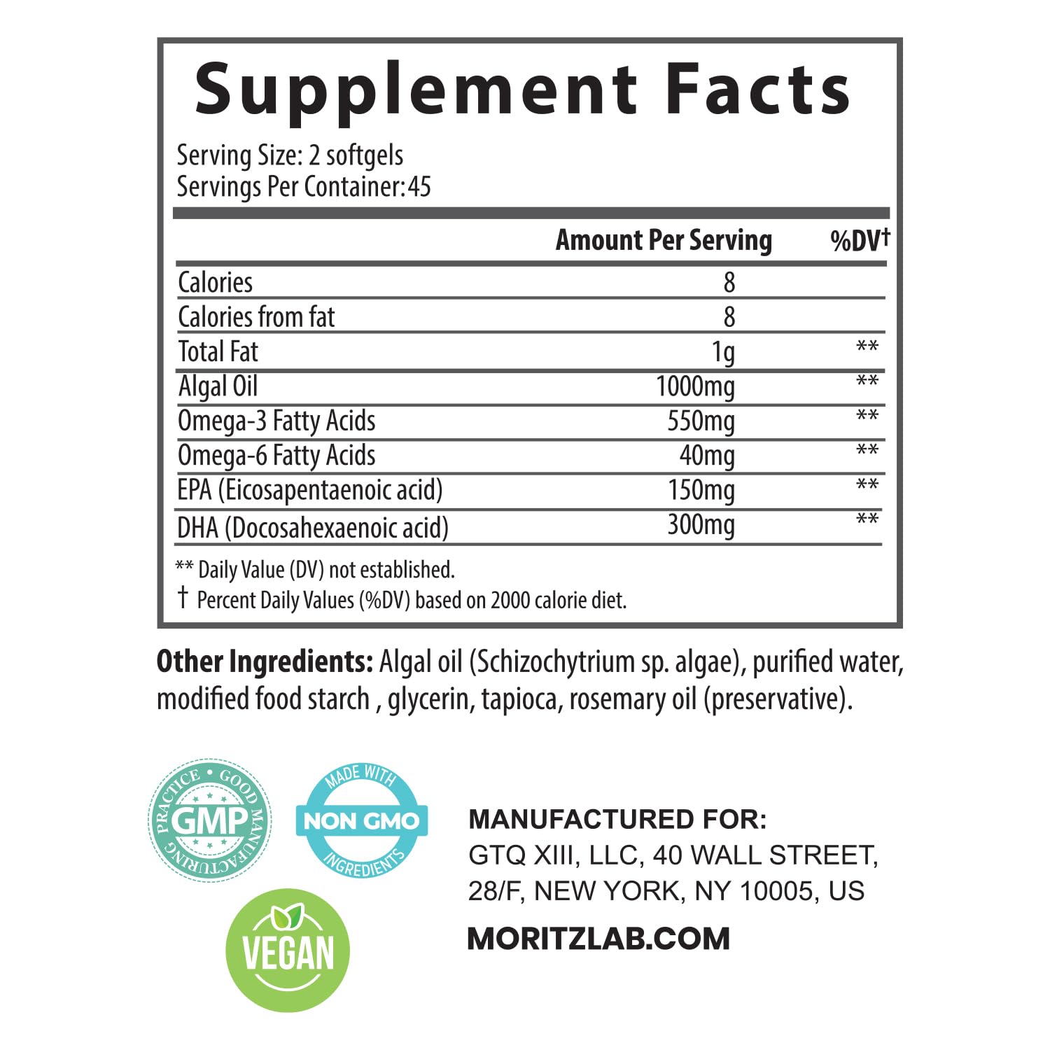 DHA and EPA from algae-based omega-3 suitable for kids