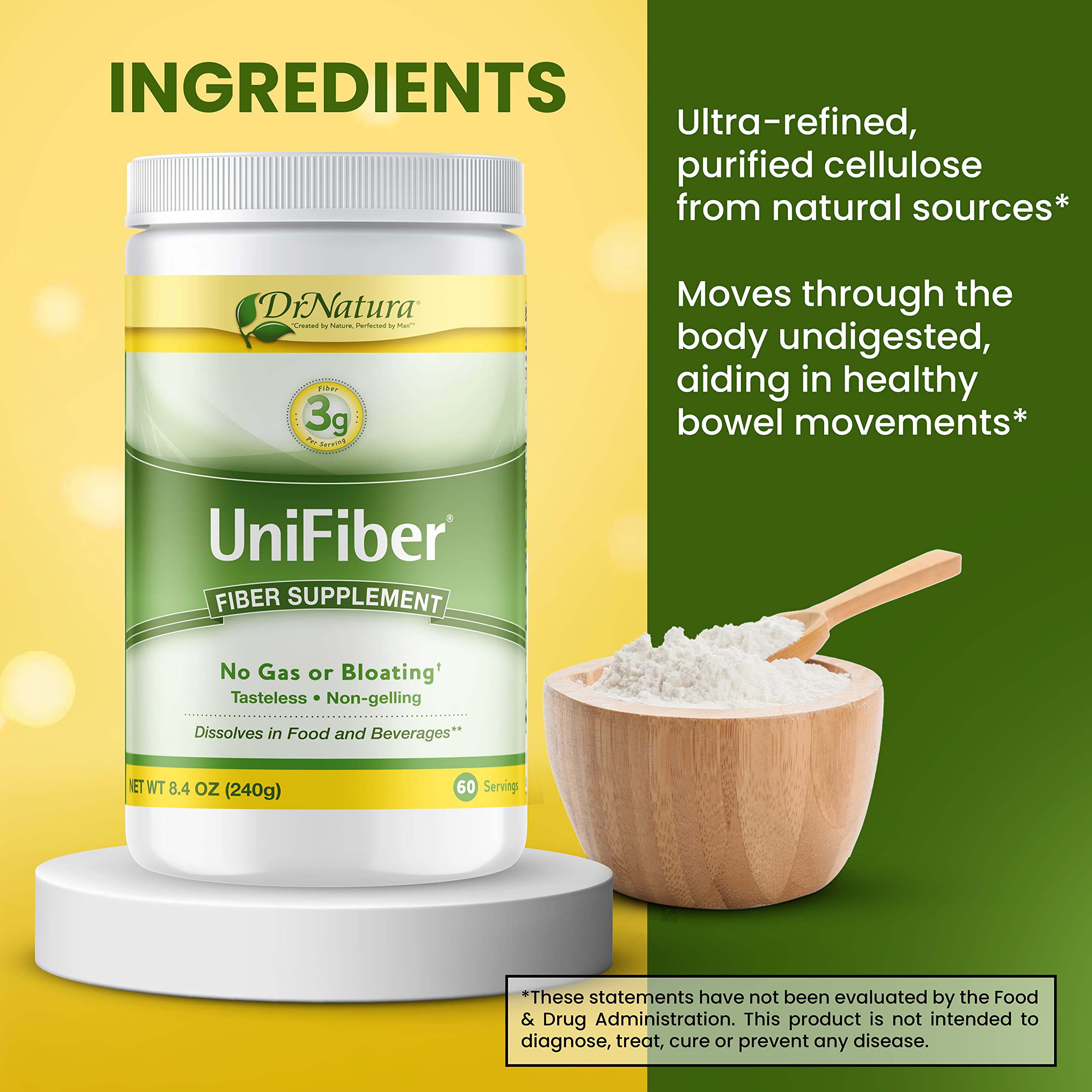 Digestive health concept with fiber supplement