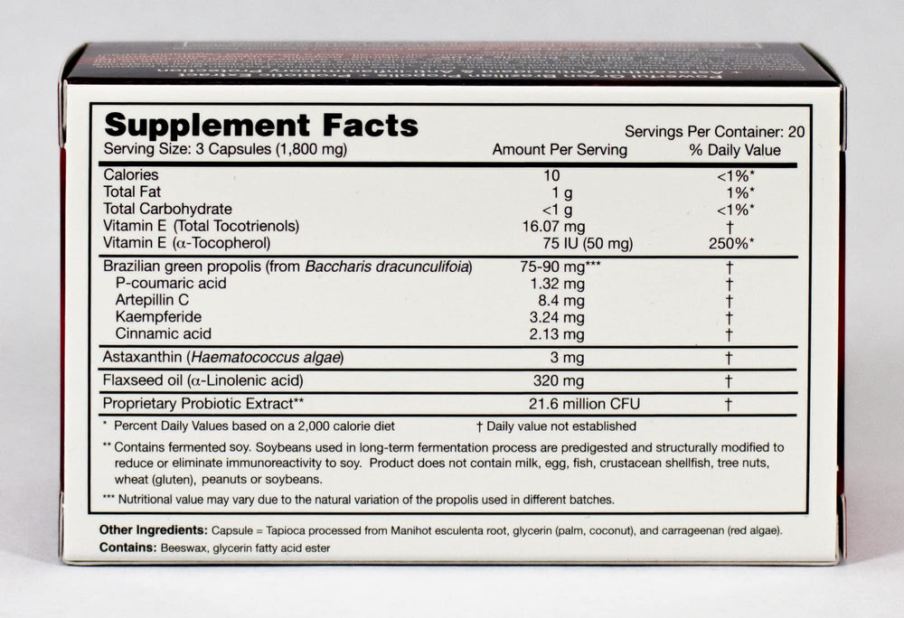 Close-up of Dr. Ohhira's Propolis Plus bottle