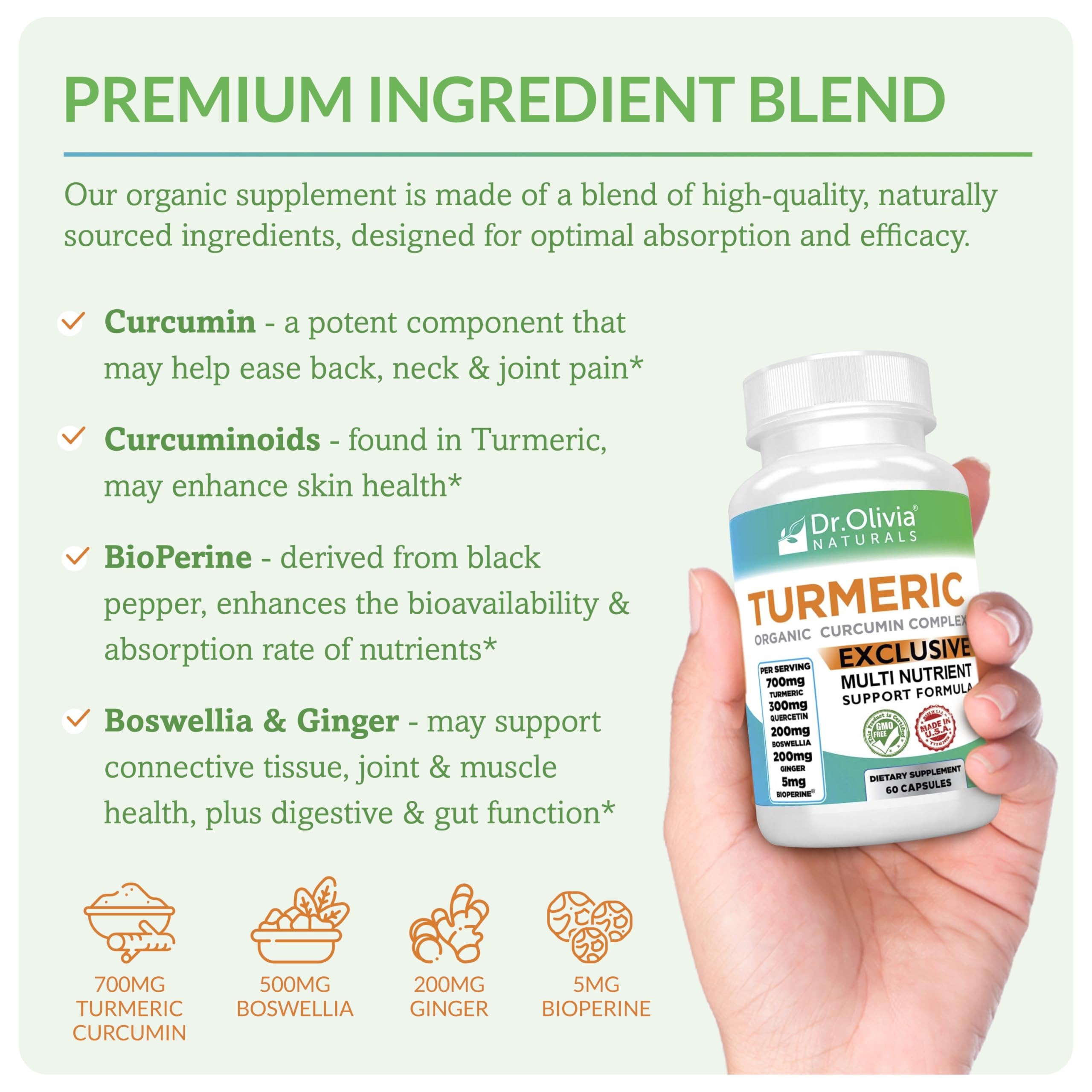 Close-up of bottle showing the Turmeric Complex label and cap